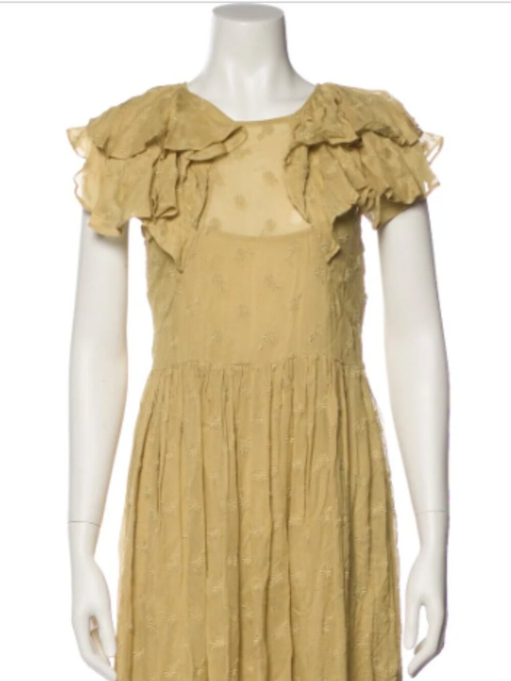 DÔEN Crew Neck Ruffle Maxi Dress Boho Cottagecore Romantic Prairie S - Picture 3 of 8